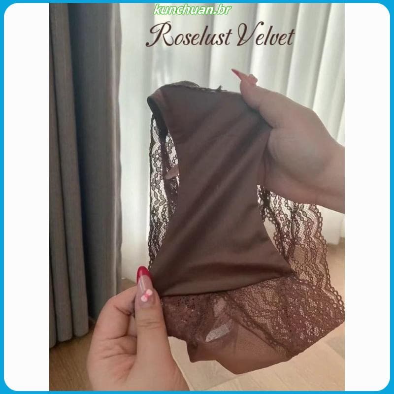 2025 novo estilo High-End café escuro cor renda sedosa puro desejo estilo doce meados de cintura roupa interior feminina