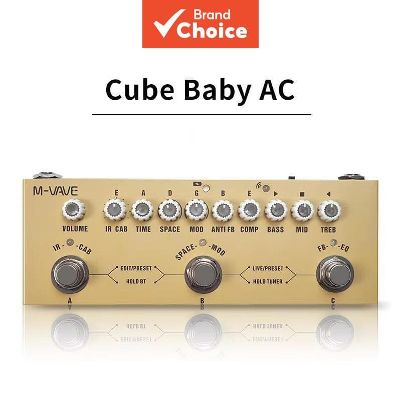 M-VAVE Cube Baby AC Pedal de Efeitos para Violão Acústico, Função de Carregamento IR, 9 Modelos de Amplificador, Delay,