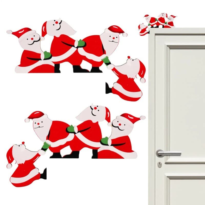 Criativo De Madeira Moldura Da Porta De Natal Ornamentos Engraçado Papai Noel Elk Decoração Casa Janela