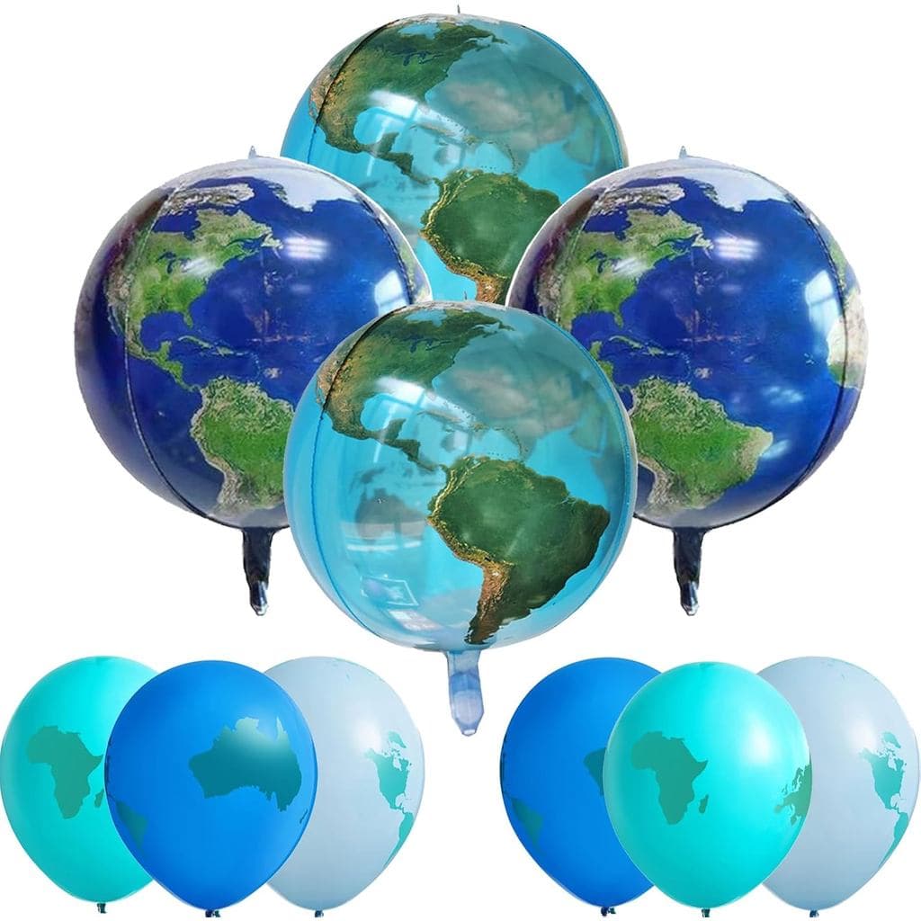 10 Balões de Látex de 22 Polegadas em Forma de Globo Terrestre 4D, Balões de Mapa Mundi de 12 Polegadas para Decorações