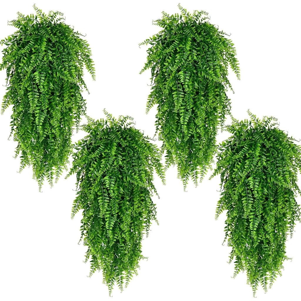 Waipfaru 4 Peças de Plantas Artificiais Penduradas, Samambaias Artificiais para Exteriores, Plantas Artificiais de Plást