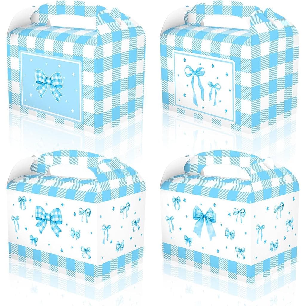 20 Caixas de Presente Azuis com Laço para Festas, Lembrancinhas, Caixas de Presente com Tema de Laço para Doces e Gulose