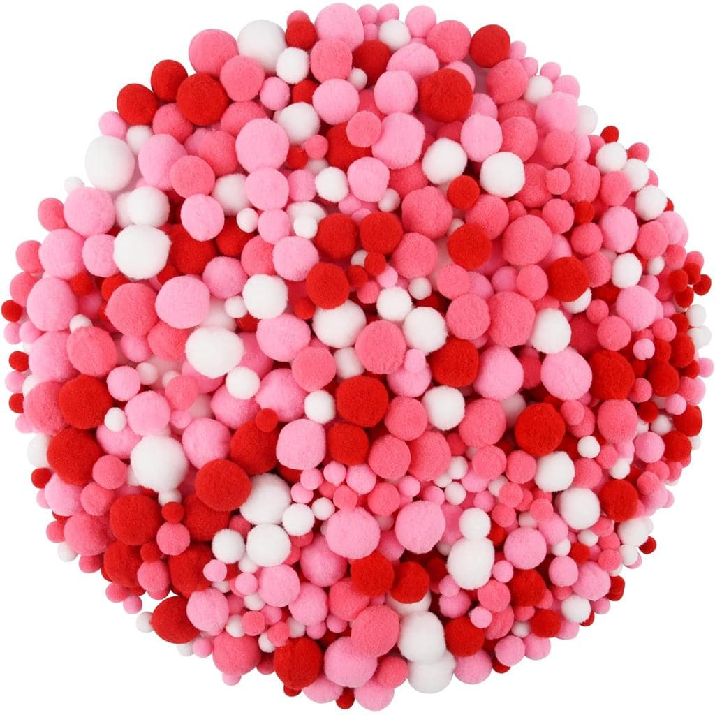 Qumenan 1200 Peças 4 Tamanhos Pompons de Pelúcia para o Dia dos Namorados, Bolas Fofas para Artesanato, DIY, Hobby, Supr