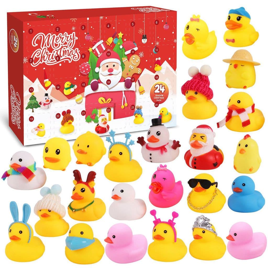 Patos De Contagem Regressiva De Natal-24 Peças Calendário De Advento Para Decoração Borracha Brinquedos De Banho Criança