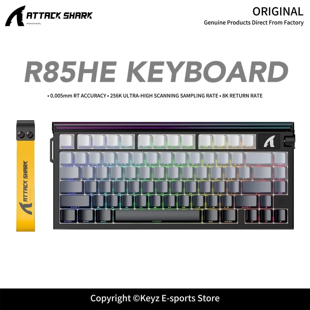 Teclado Para Jogos De Eixo Magnético ATTACK SHARK R85HE-8000Hz Taxa De Pesquisa Com Fio 0.005mm RT Precisão RGB Caixa De