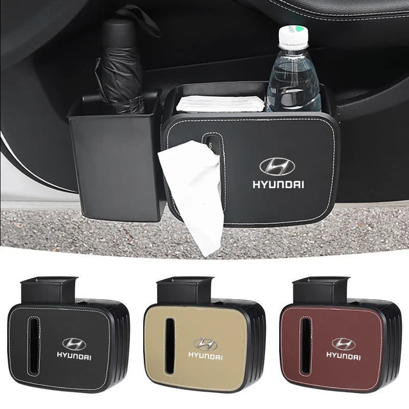 Caixa de Armazenamento Multifuncional para Encosto de Banco de Carro, Lixeira Suspensa, Porta-Lenços e Bebidas para Hyun