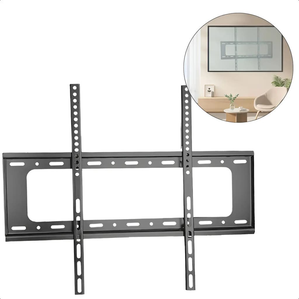 Suporte TV Parede Fixo 40 a 80 Pol VESA 600x400 Até 50kg Slim Inclinação 15° Smart LED LCD