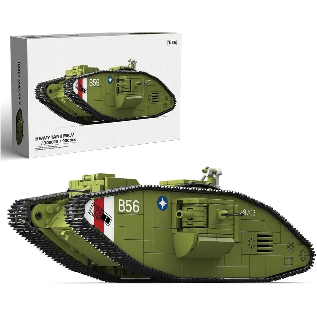 Conjuntos De Construção De Tanques Pesados WW1 (Verde) | Modelo Colecionável De Veículos Militares Do Exército Para Entu