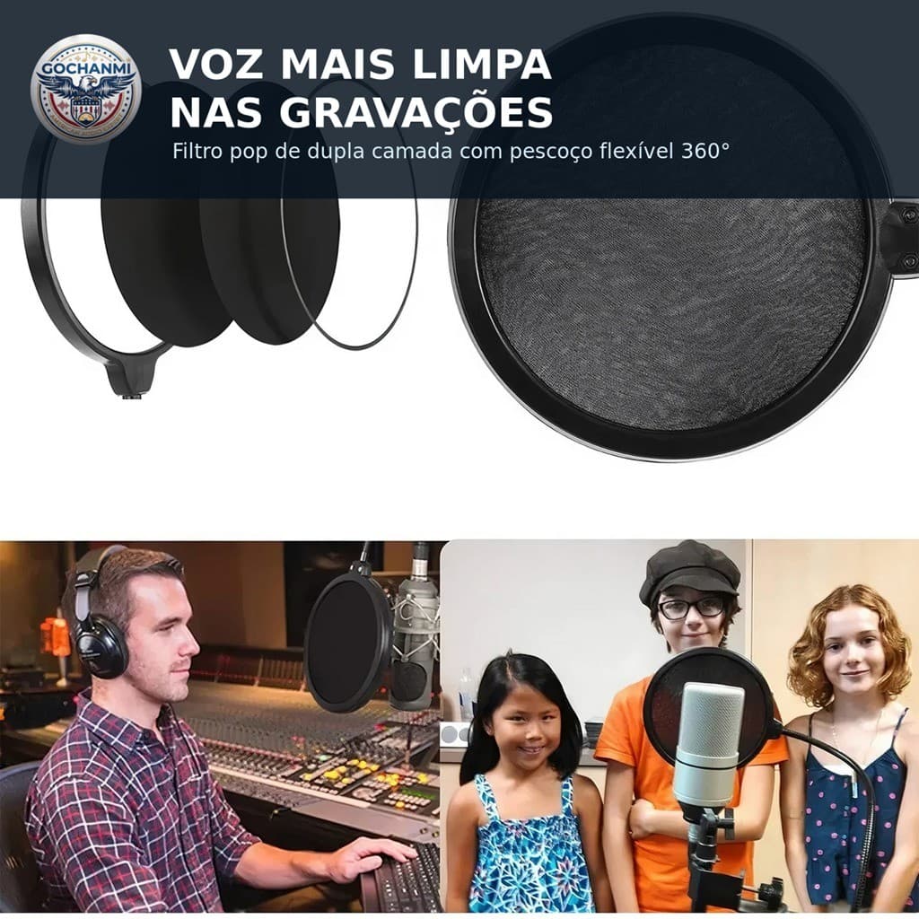 Kit de Gravação MX-4 para Criadores com Mesa Suporte Articulado e Pop Filter