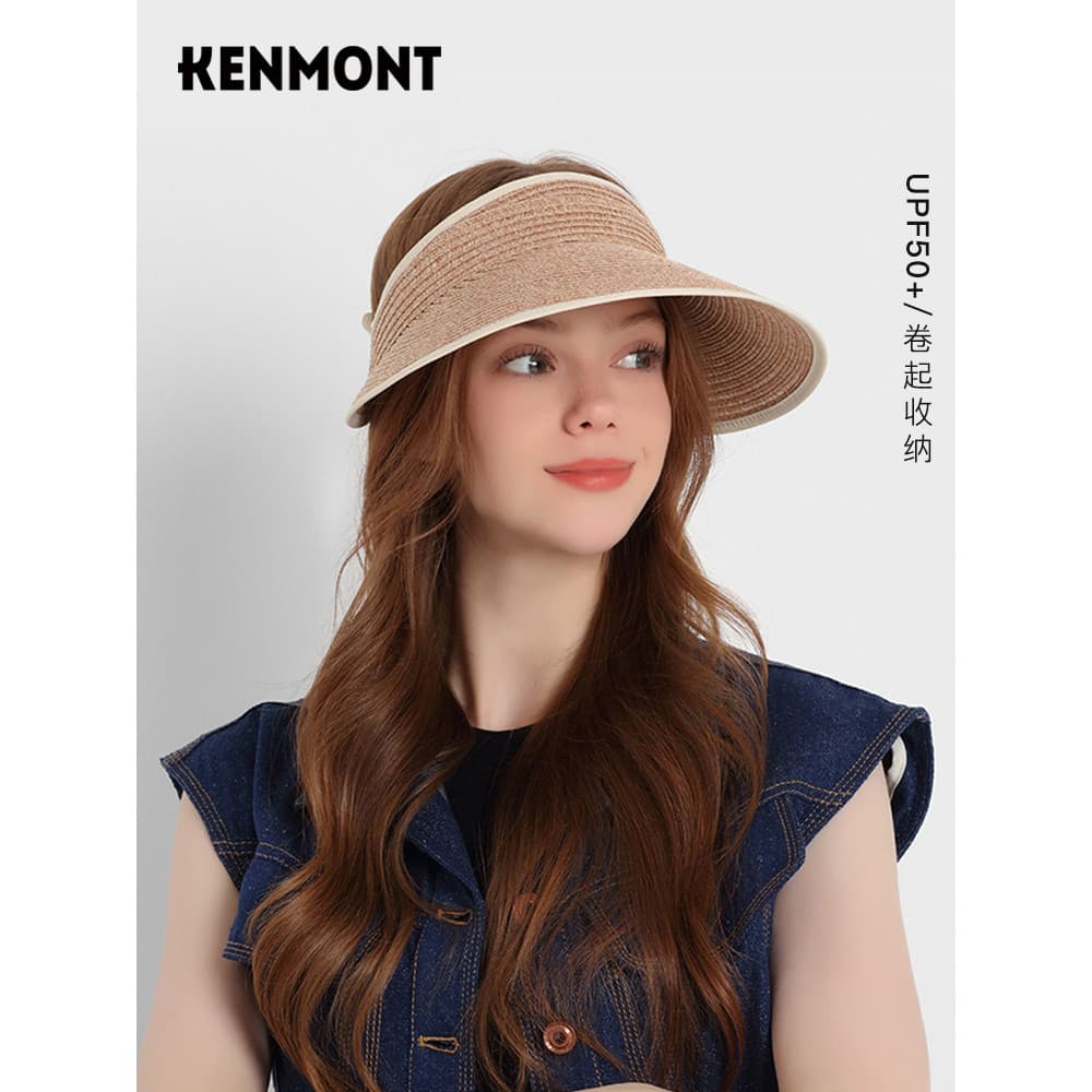 Kenmont Carmont vazio topo chapéu de palha feminino verão palha francesa vazio chapéu superior dobrável bandana chapéu d