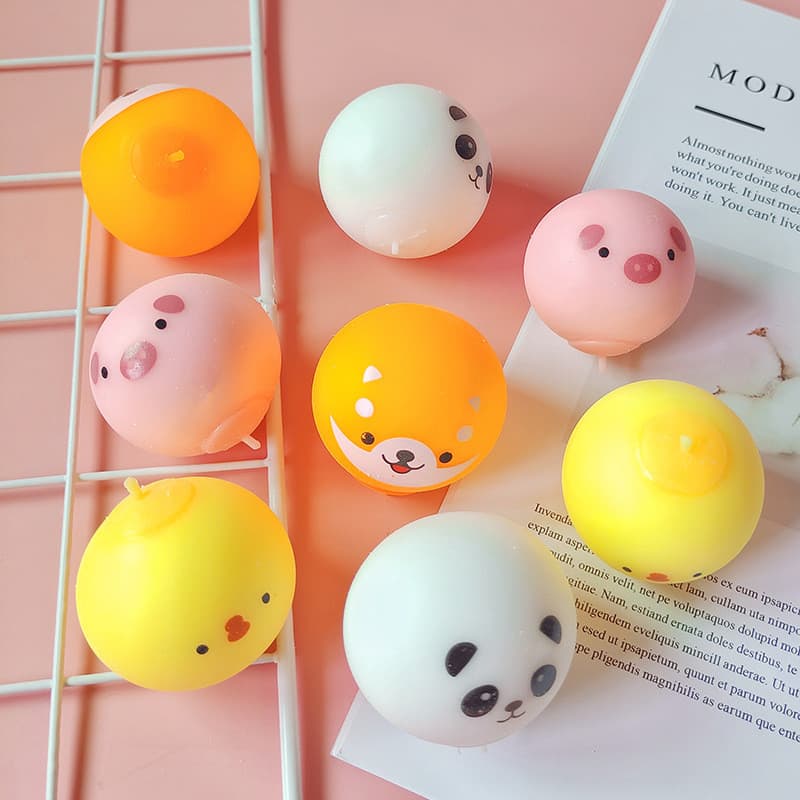 Simulação pitada música brinquedo ventilação pintainho Bun farinha bola tamanho grande TPR goma macia Piggy Shiba Inu de