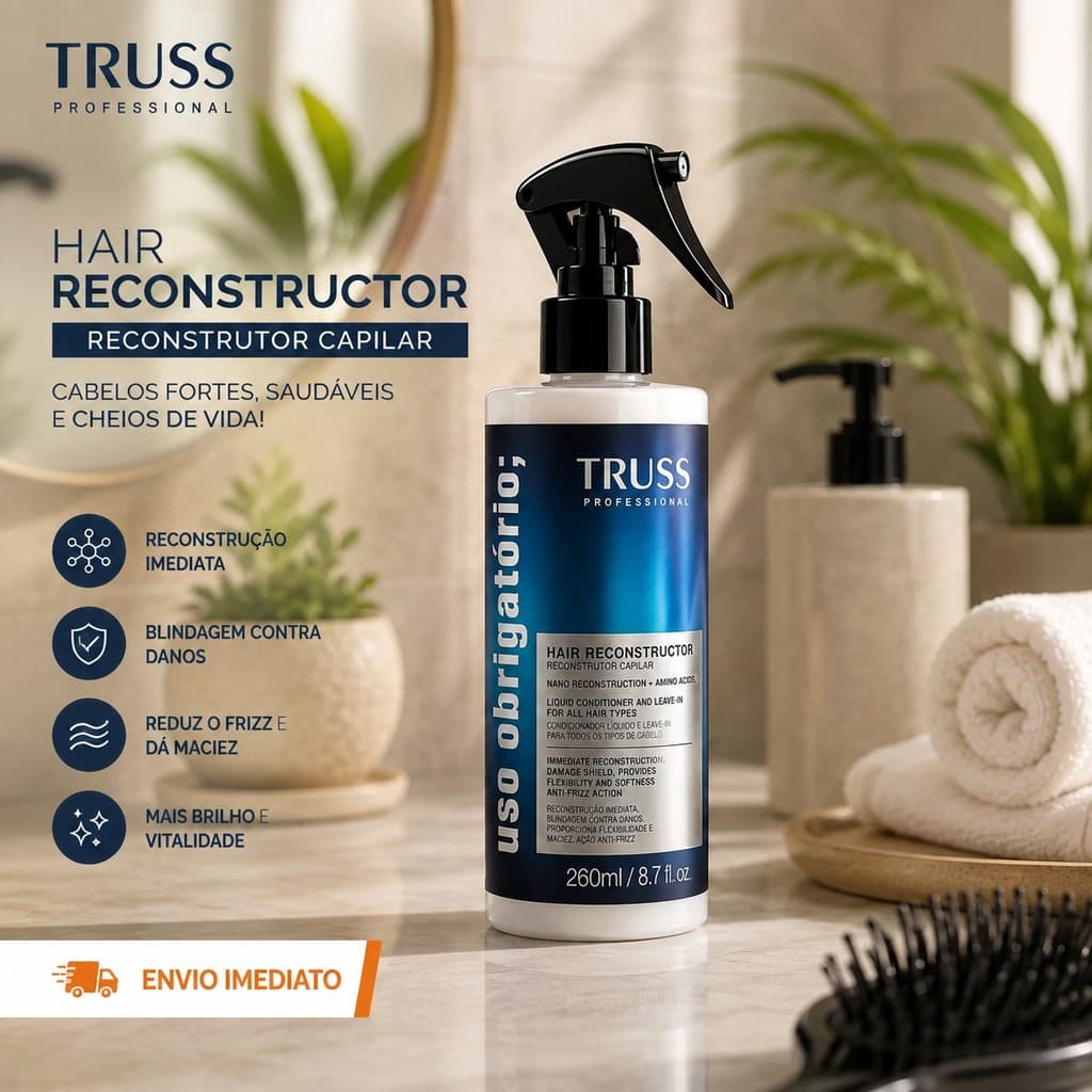 Reconstrutor Capilar Profissional 260ml Uso Obrigatório Leave-in Anti Frizz Reparação Intensiva