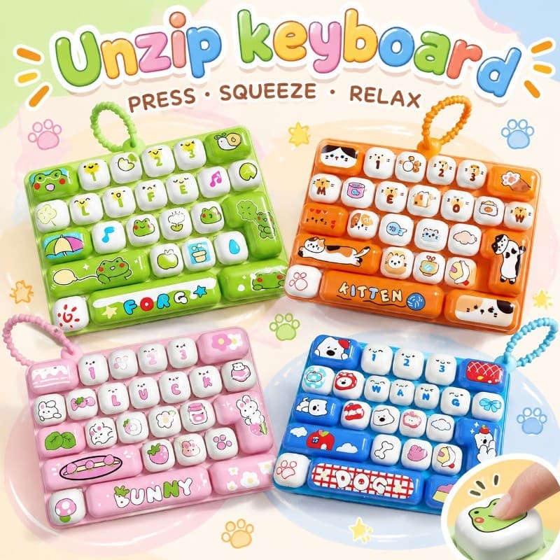 26 Grade Teclado Keycap Clicker Anti Estresse Fidget Chaveiro Botão De Descompressão Dos Desenhos Animados Mão Relaxar F
