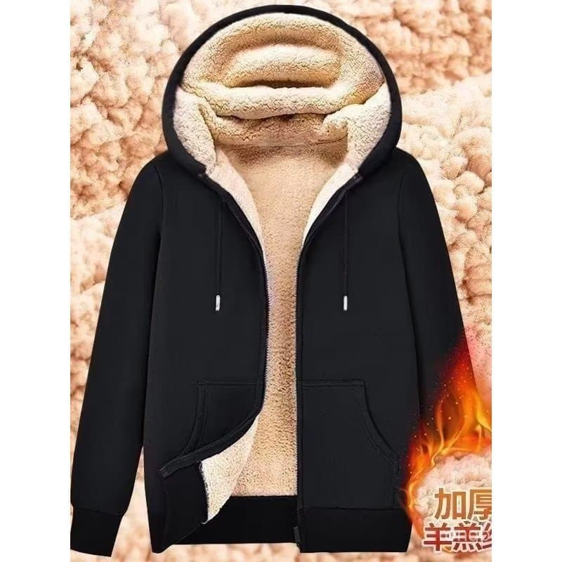 Forro de lã engrossado cordeiro velo com capuz jaqueta outono inverno solto Casual quente roupas esportivas Cardigan mol