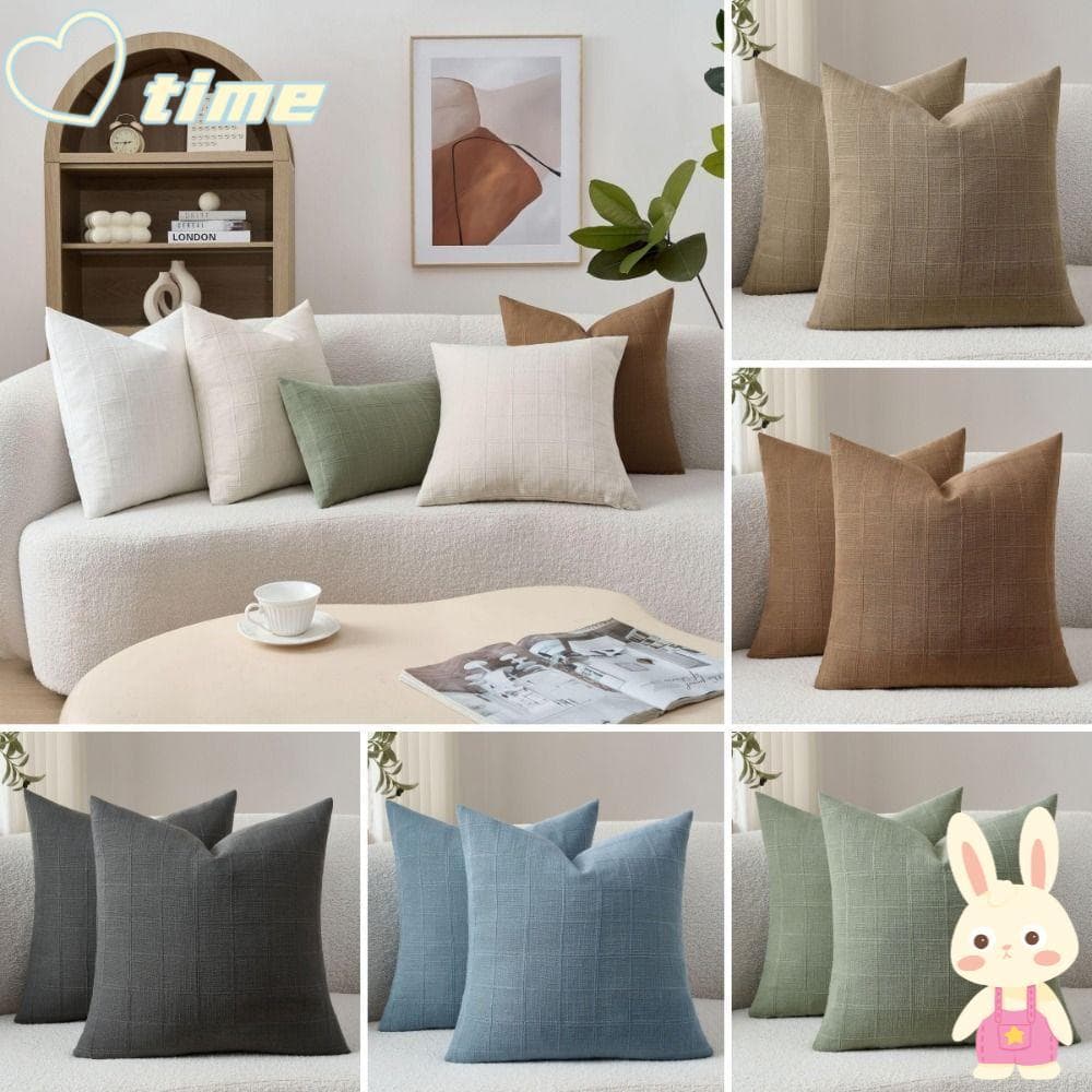 Capas De Almofada TIME , Estilo Boho Com Padrão De Verificação , Capa De Almofadas De Poliéster 45x45cm