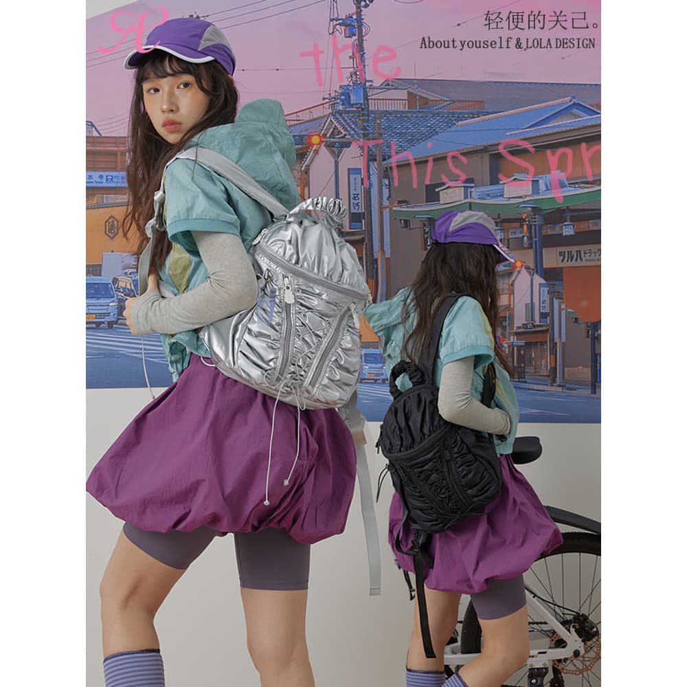 Guanji & Lola Mochila pequena leve com cordão para viagem Bolsa de escalada ao ar livre Bolsa escolar pequena feminina [