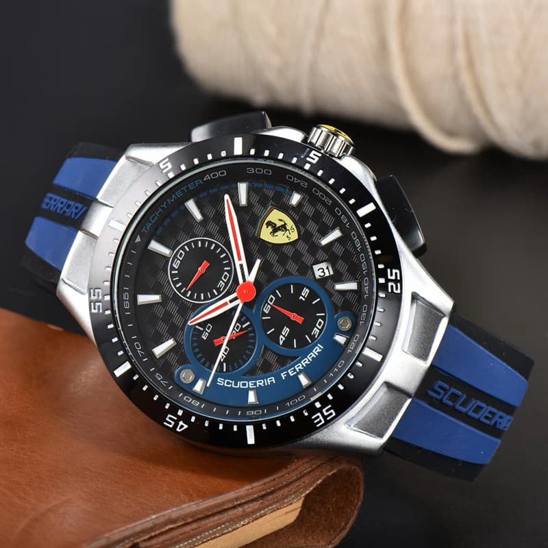 Relógio Cronógrafo Multifuncional Masculino Moda Seis Mãos Quartzo Série FERRARI Relógio Cronógrafo Top Marca Estilo