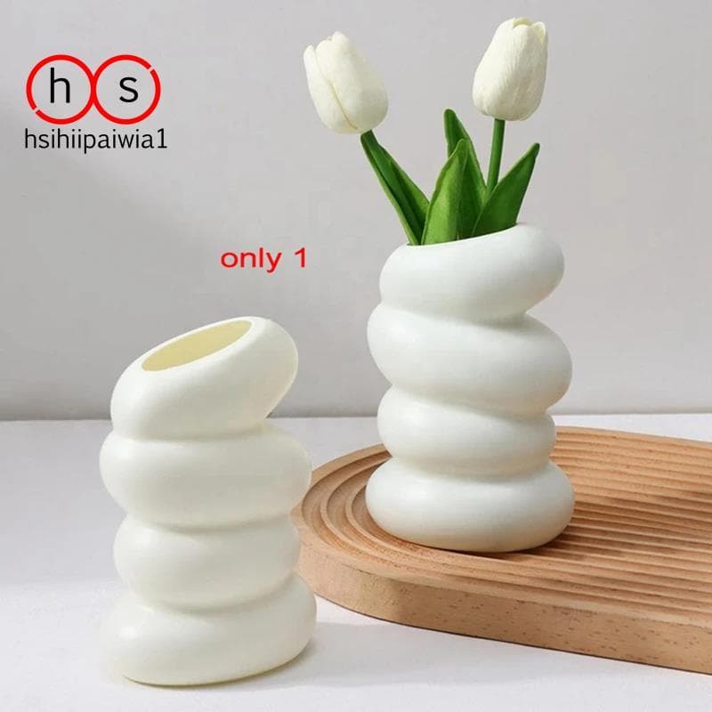 Vaso Branco Espiral De Plástico , Hidropônico , Decoração De Mesa Para Casa , Vasos Decorativos Flores