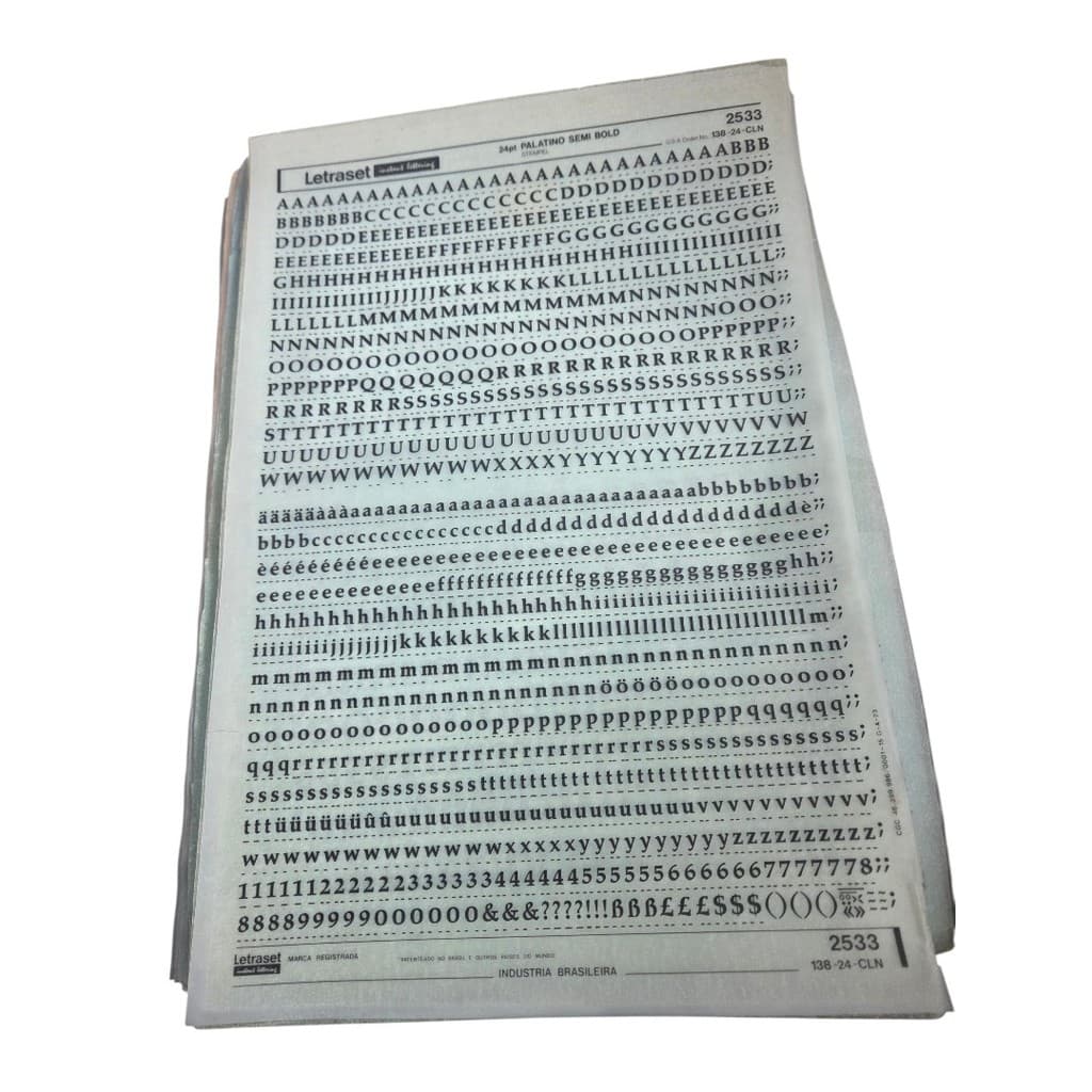 Letraset 25 X 38 cm Letras Adesivas Ref. 2533 Altura 5.8 mm