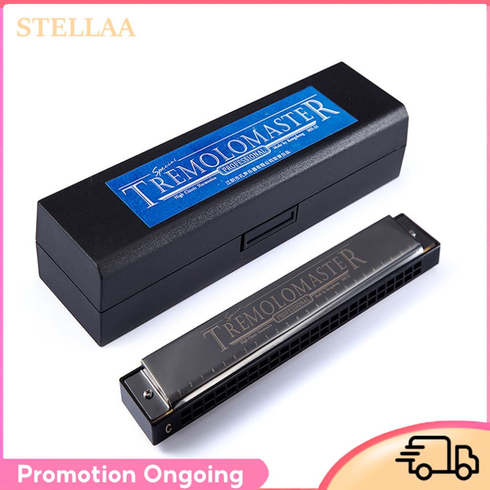 stellaa 24 buracos tremolo gaita elegante c tom preto boca órgão harpa para jogador profissional iniciantes estudantes