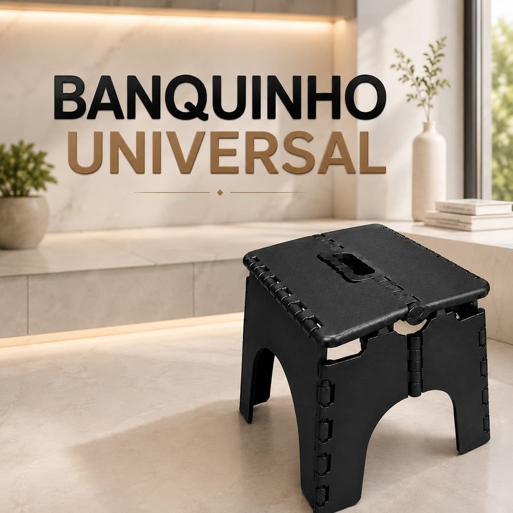 Banqueta Banquinho Plástico Dobrável Reforçado Compacto Multiuso