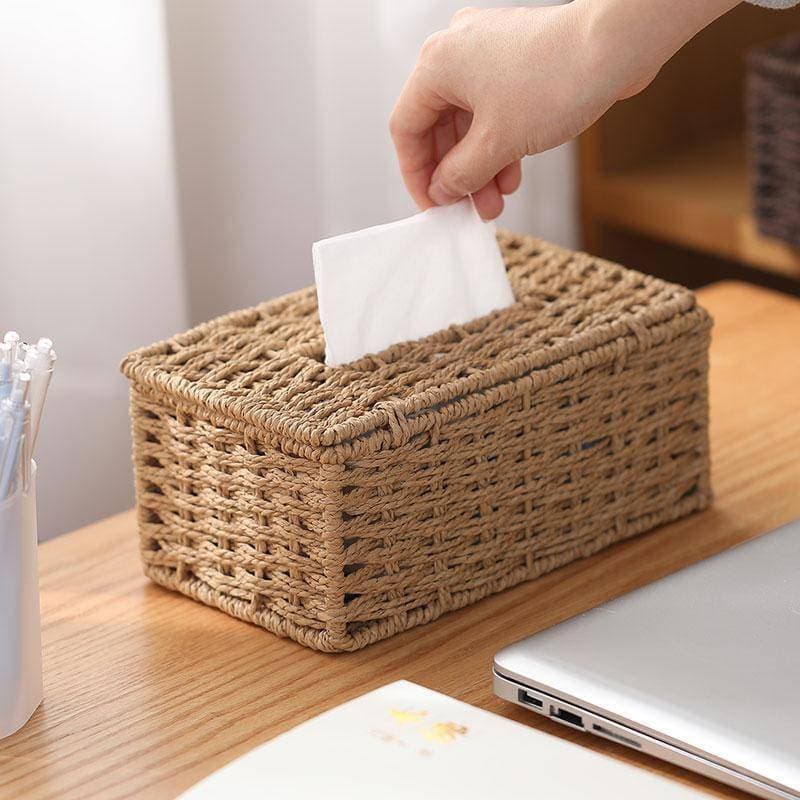 ZVT Nova Caixa De Tecido Imitação Rattan Grama Armazenamento Luxo Suporte Papel Casa Sala Estar Decoração BR