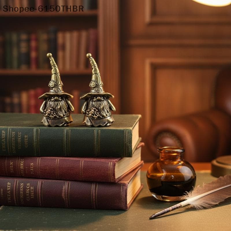 [VJ] Estátua De Feiticeiro De Gnomo De Cobre , Aparência Vintage , Anti-Oxidante , Decoração De Mesa De Halloween , Orna