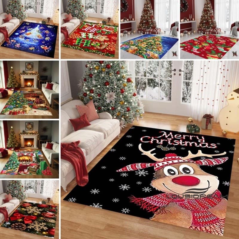 Tapete de sala de estar em formato de rena de Natal requintado, adequado para ambientes internos e externos; Adequado pa