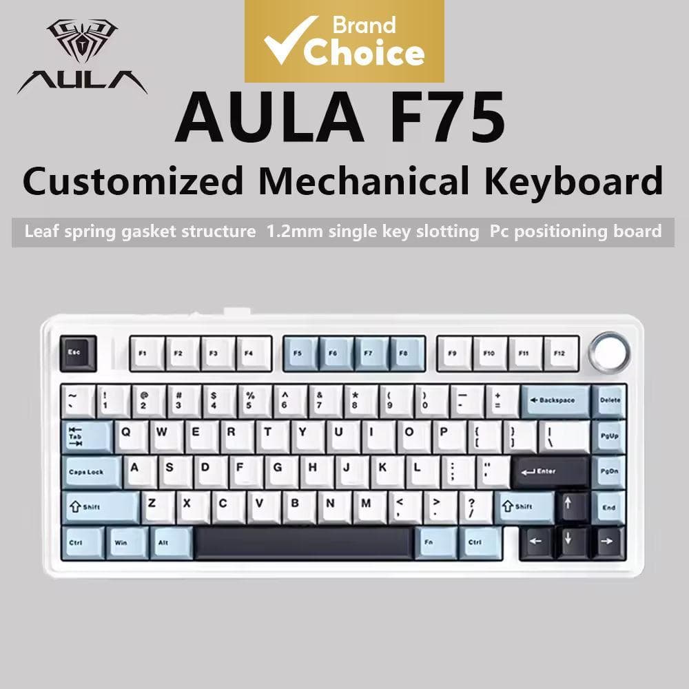 Teclado Mecânico Sem Fio Aula F75 75% Trocável a Quente Teclado Gamer Compacto com Touchpad Botão RGB Retroiluminação