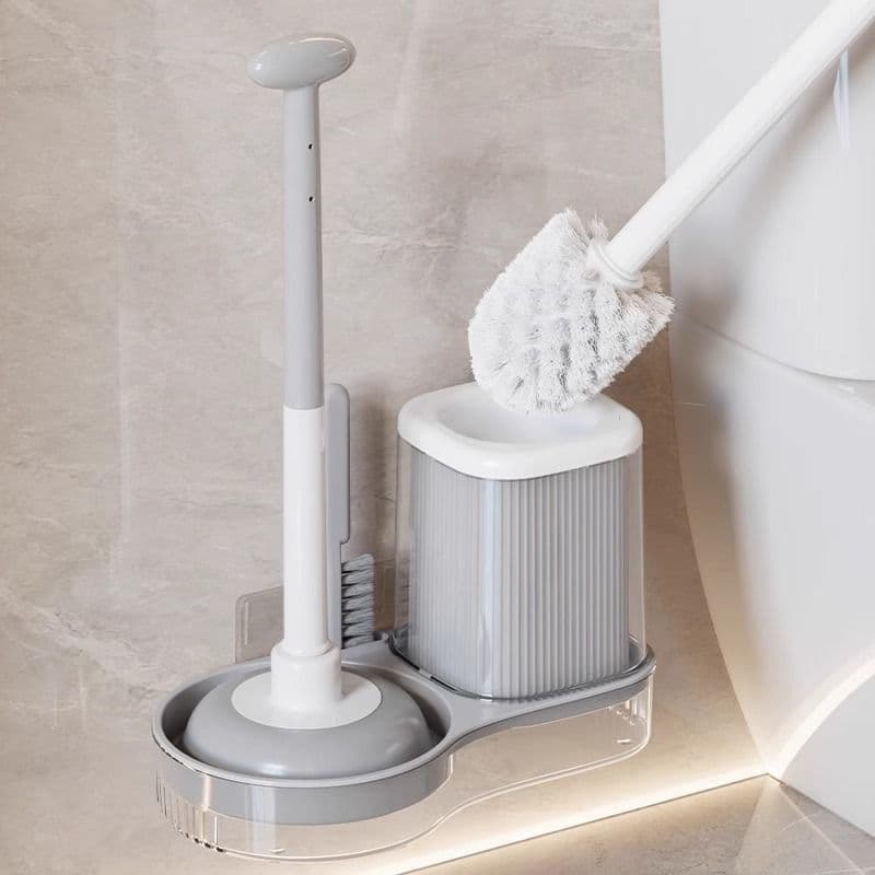 Conjunto de draga de escova de vaso sanitário doméstico, fixado na parede, ferramenta útil para lavagem de vaso sanitári