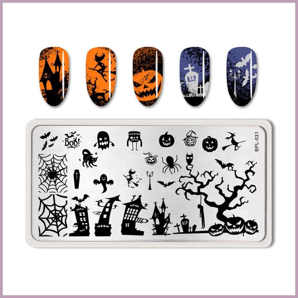 Modelos De Série De Halloween Crânio Morcego Castelo Assistente Doodle Estilo Impressão Estêncil Transferência Placa De