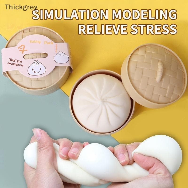 thickgrey AntiStress Toy Steamed Stuff Bun Design 1PC Bolinho Bola Macia Para Terapia De Mão E Foco No Trabalho BR
