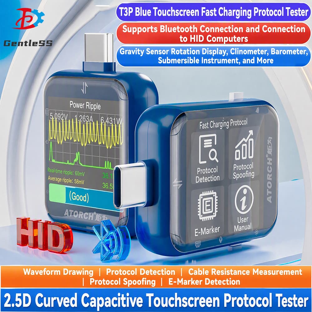 T3/T3P DC4.5-50V 6A Capacitivo Touchscreen USB Testador De Alta Precisão Digital Tensão Corrente E Medidor De Potência T