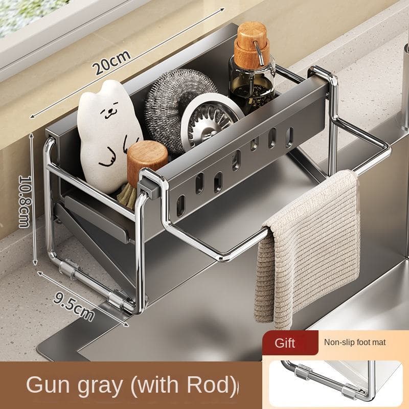 Suporte De Armazenamento De Rack De Prato De Cozinha Com Design Vertical Sustentável De Aço Inoxidável Não Perfurado E D