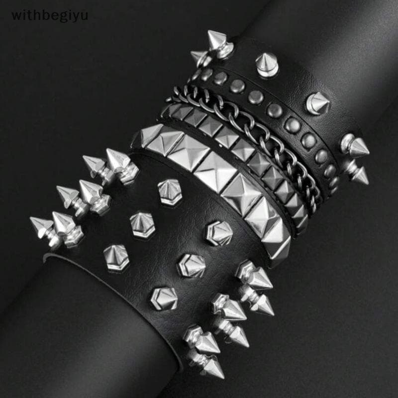 dfd Gótico Harajuku Rebite Pulseira Bla De Couro Do Plutônio Para Mulheres Homens Vintage Punk Pulseiras Largas Jóias