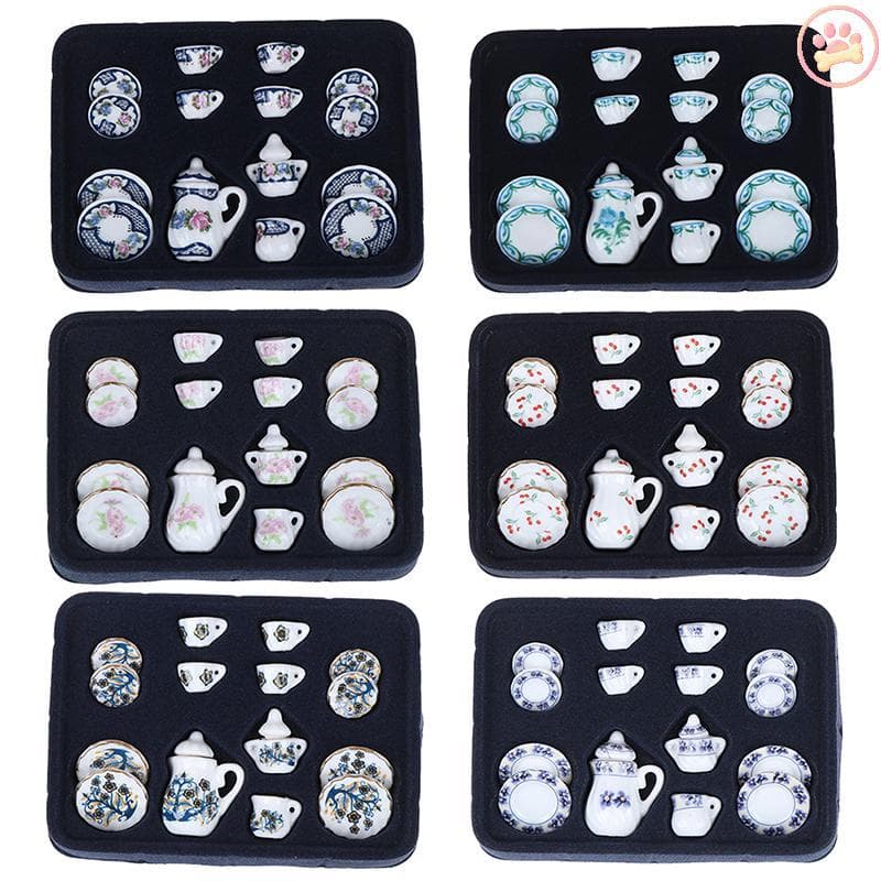 Carro 1 : 12 Miniatura 15 Peças Conjunto De Xícara De Chá De Porcelana Chintz Flor Talheres Cozinha Quente