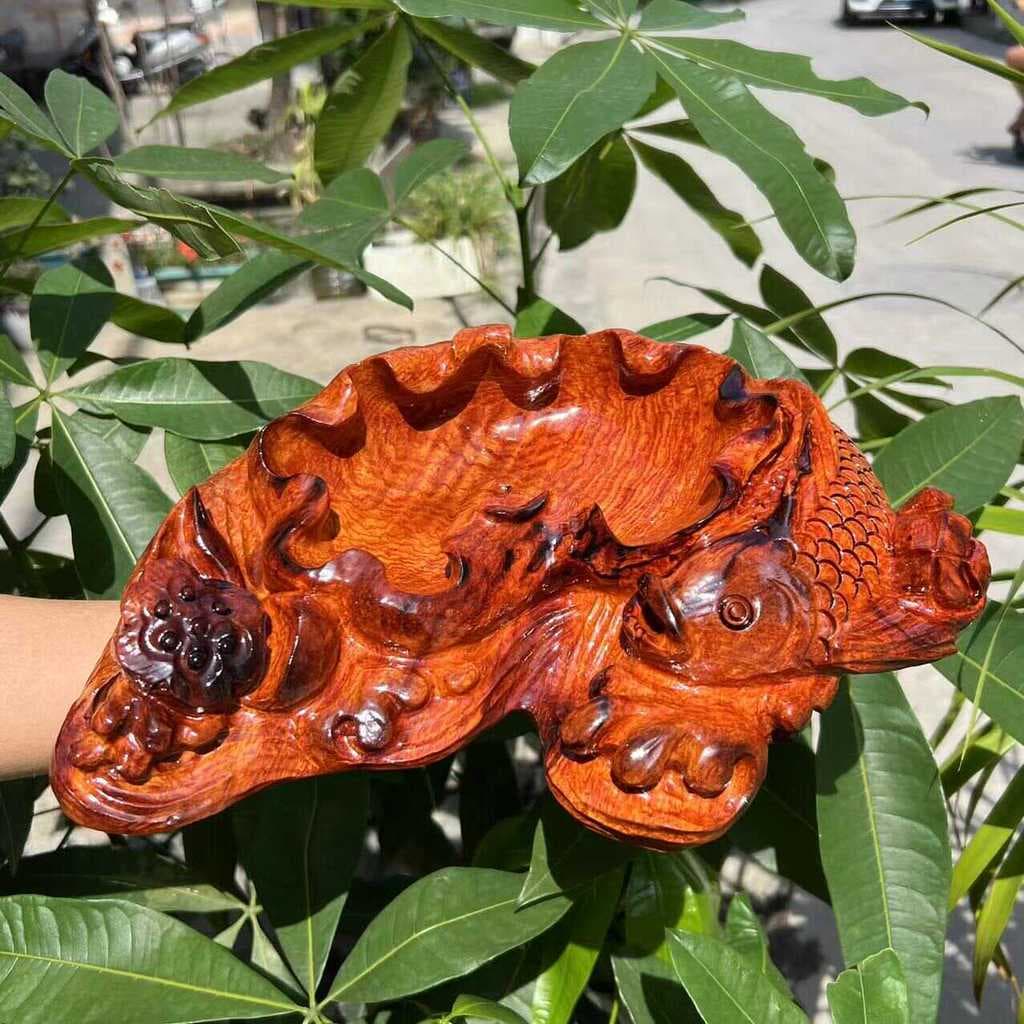Puro artesanal de madeira maciça escultura cinzeiro chinês criativo escultura cinzeiro decoração Desktop sala estar deco