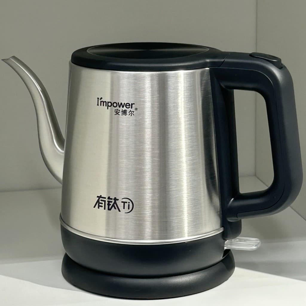 Anboer chaleira elétrica de boca longa Kung Fu Tea Hotel Room 1.2L pequena capacidade de qualidade alimentar SUS321 com