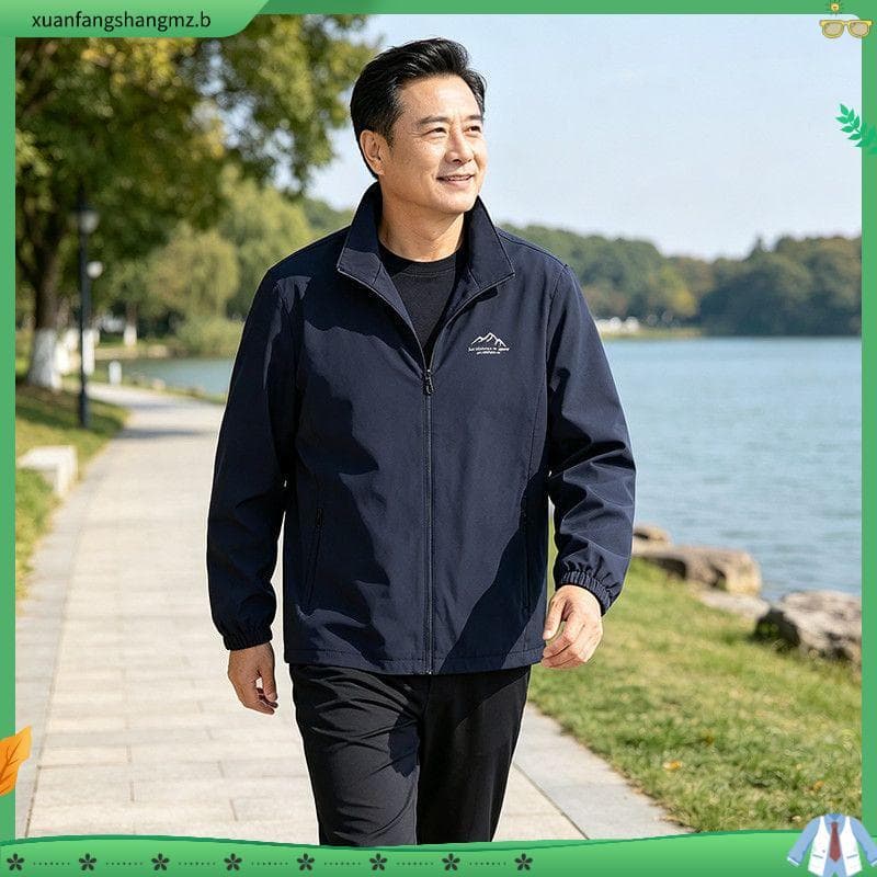 Jaqueta masculina primavera outono estilo 2026 novo estilo pai usar jaqueta ao ar livre roupas esportivas simples de mei