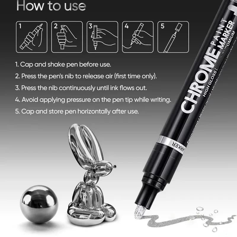 3 Pçs Ouro/Prata 1mm Nib Cromo Caneta Marcador Espelho À Prova Dwaterproof Água Reparação De Pintura Para Rocha Cerâmica