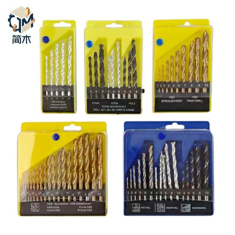 Conjunto de 16 brocas helicoidais, broca para construção, broca de três pontas para madeira, broca preta, broca branca,