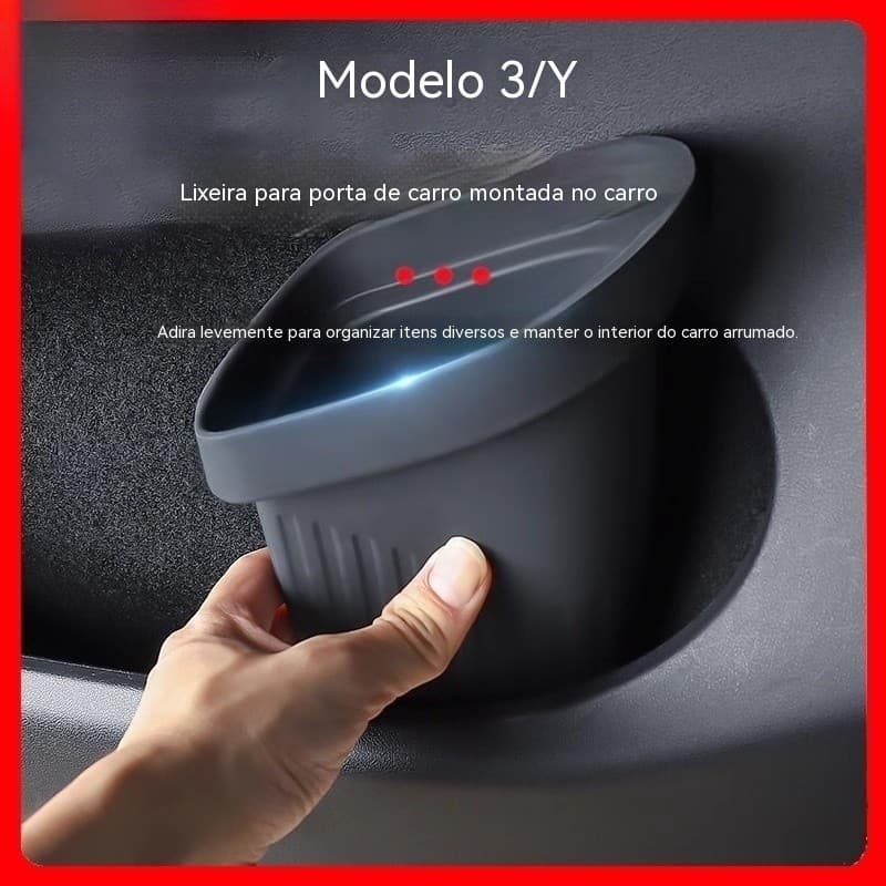 Adequado para o novo modelo de carro Tesla Model 3/Y, lixeira de silicone para porta e caixa de armazenamento para o vão