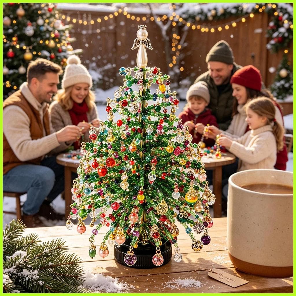 Kit De Árvore De Natal Com Contas Em Miniatura , Mesa Artesanal , Decoração De Férias , Elegante , Mini Para unhcxebr