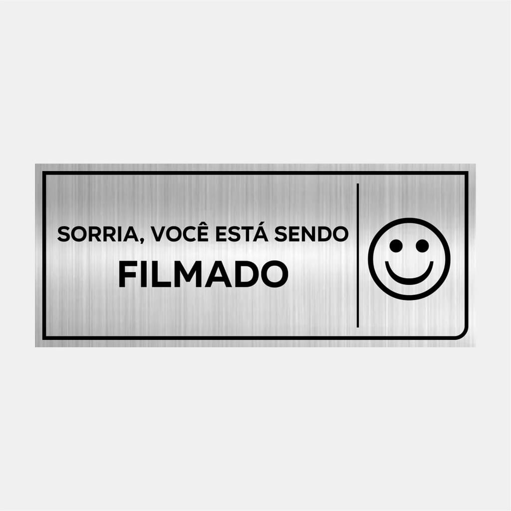 Placa Identificação Sorria Você Está Sendo Filmado 24x10cm