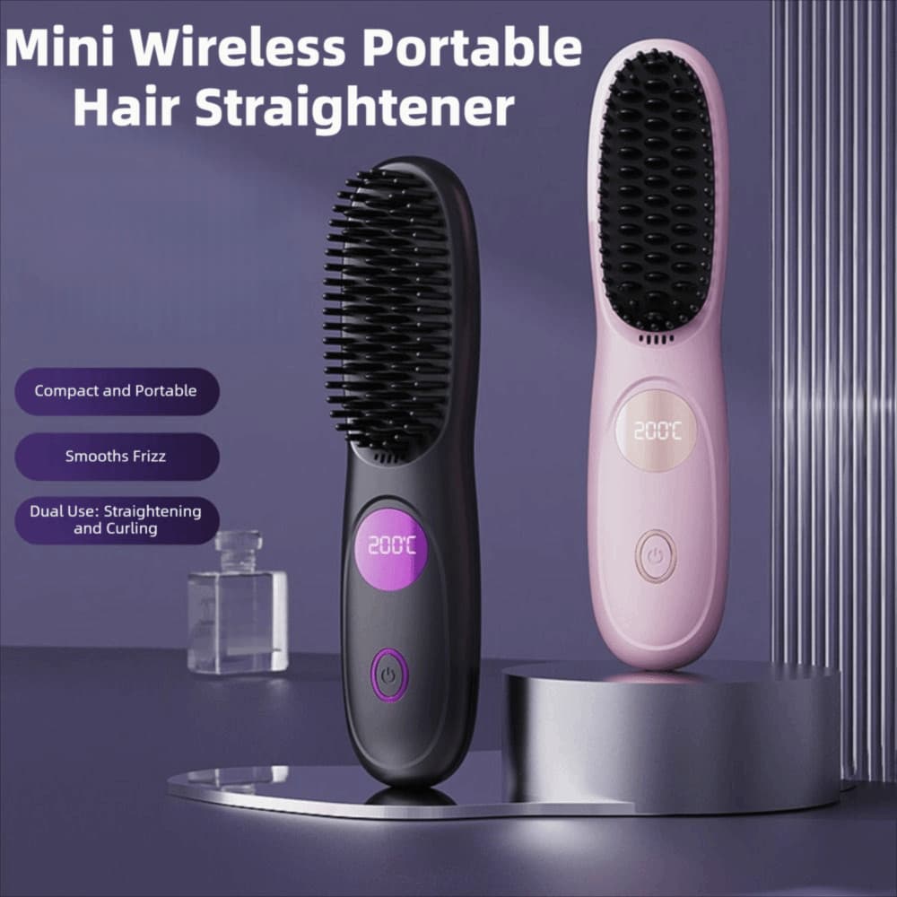 MXFASHIONE Alisador De Cabelo Portátil , Escova Alisadora De Íon Negativo Sem Fio USB , Anti-Queimadura