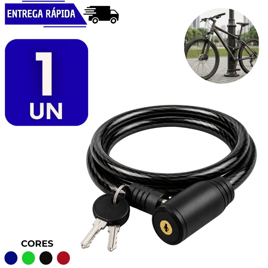 Corrente Cadeado Cabo De Segurança Em Aço Para Moto Bicicleta Trava Com Chave Bike Antifurto Grossa Resistente