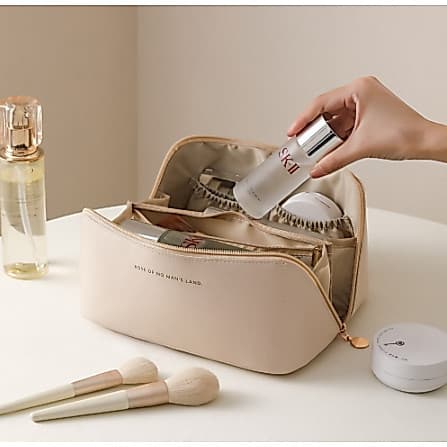 Necessaire Feminina Couro PU Grande Organizador de Cosméticos Maleta Maquiagem Portátil Viagem Top