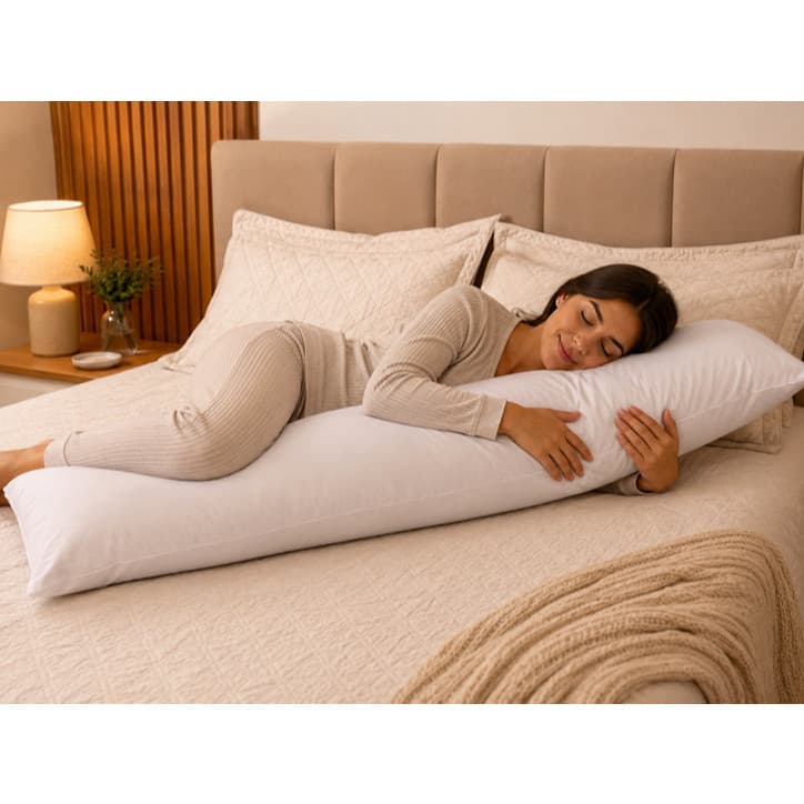 Travesseiro Xuxão 100% Siliconada Encosto De Corpo Fibra Longo Ideal Para Apoio Do Corpo