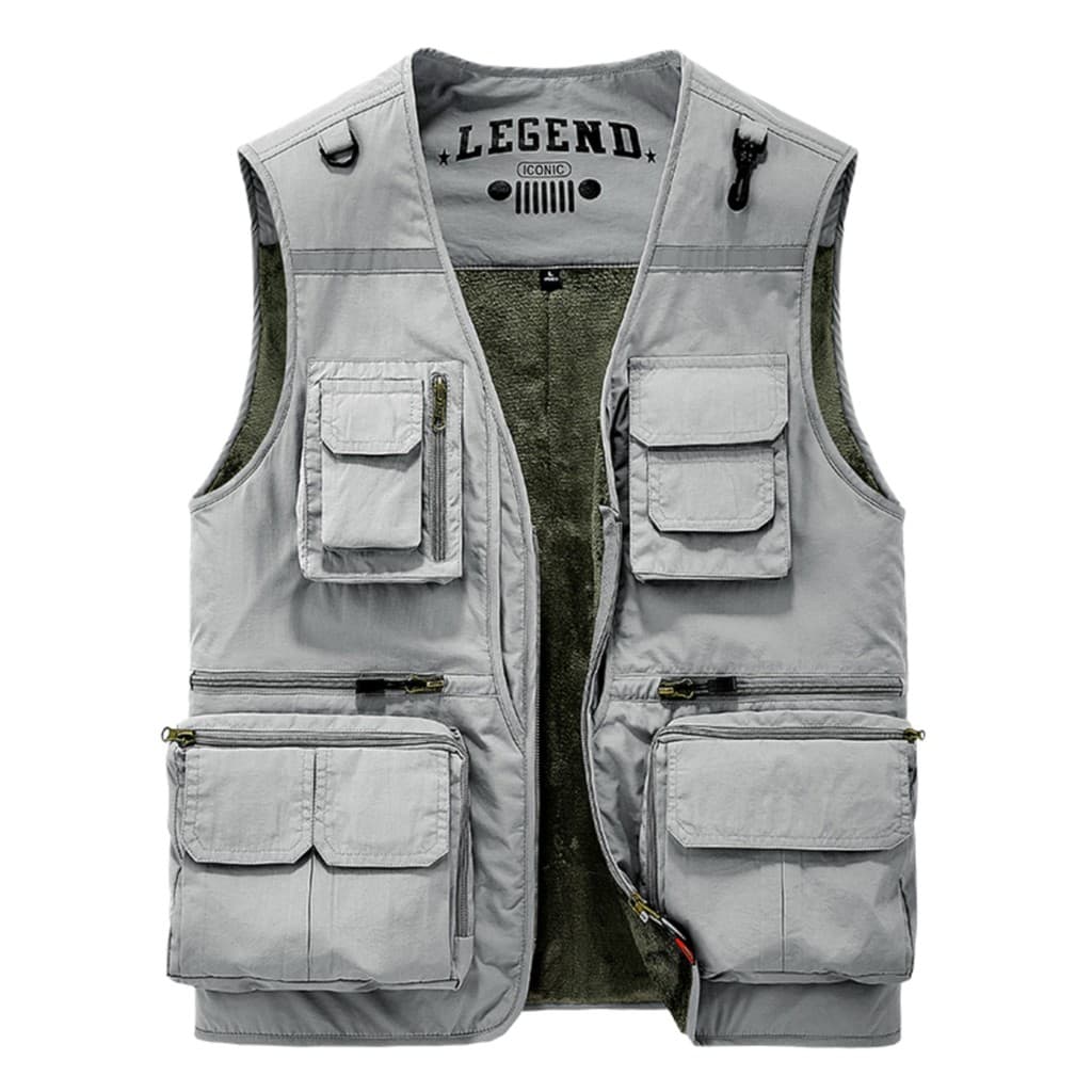 Colete ao ar livre masculino outono inverno mais veludo engrossado Multi-bolso colete masculino fotografia colete de pes