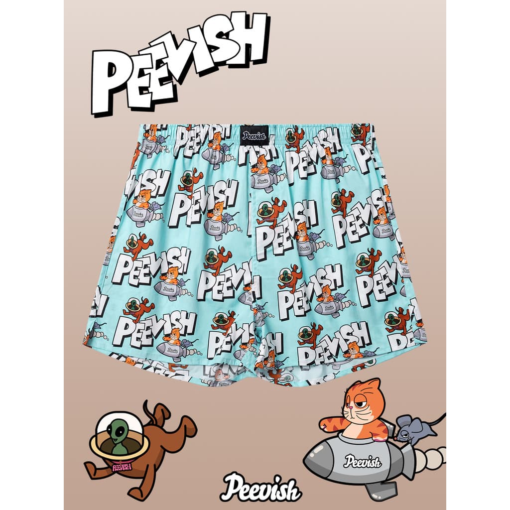 PEEVISH PEEVISH Calças de seta de algodão puro Roupa íntima solta Calças masculinas Calças de pijama curtas para casa fe